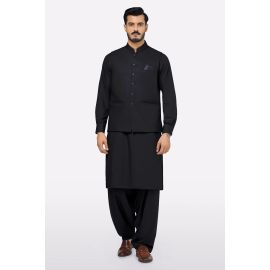 Black Shalwar Kameez with Waistcoat