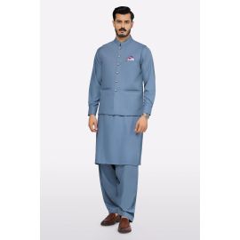 Grey Shalwar Kameez with Waistcoat