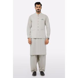 Light Beige Shalwar Kameez with Waistcoat
