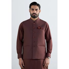Dark Maroon Shalwar Kameez with Waistcoat