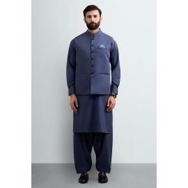 Dark Blue Shalwar Kameez with Waistcoat