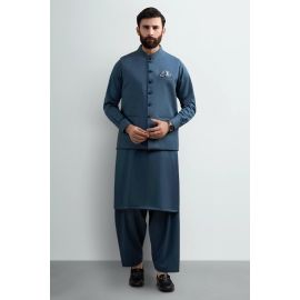 Green Shalwar Kameez with Waistcoat
