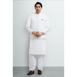 White Shalwar Kameez with Waistcoat