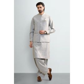 Grey Shalwar Kameez with Waistcoat
