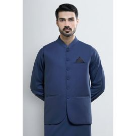Dark Blue Shalwar Kameez with Waistcoat