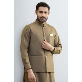 Light Brown Shalwar Kameez with Waistcoat