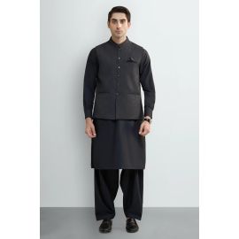 Dark Green Shalwar Kameez with Waistcoat