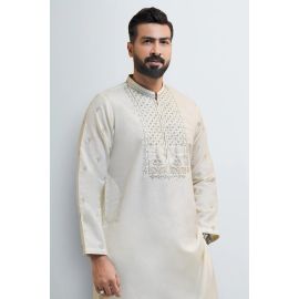 Cream Wash & Wear Kurta Pajama