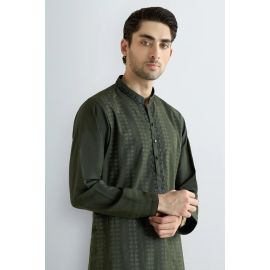 Olive Green Wash & Wear Kurta Pajama