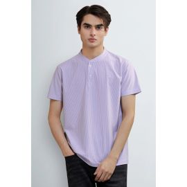 Purple Striped Henley T-Shirt