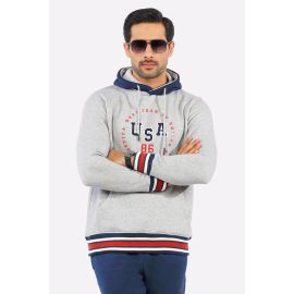 Heather Grey Embroidered Pullover Hoodie
