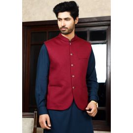 Maroon Tropical Waistcoat