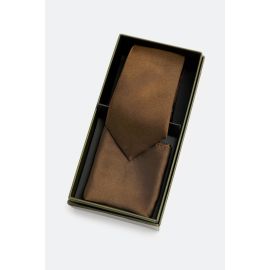 Brown Tie With Pocket Square
