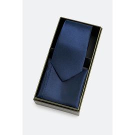 Navy Blue Tie With Pocket Square