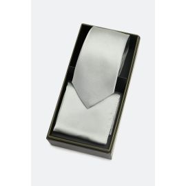 Silver Tie With Pocket Square