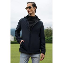 Men's Navy Blue Reversible Hooded Jacket