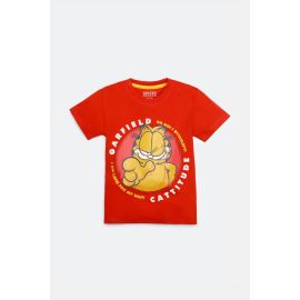 Red Garfield Graphic Printed T-Shirt