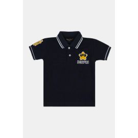 Navy Blue Graphic Polo