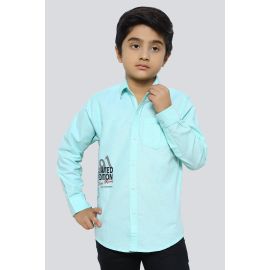 Green Textured Casual Shirt