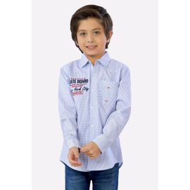 Blue Mini-Check Boys Shirt