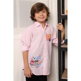 Light Pink Graphic Print Boys Shirt