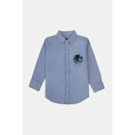 Medium Blue Graphic Boys Casual Shirt
