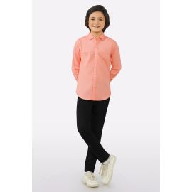 Orange Textured Casual Shirt