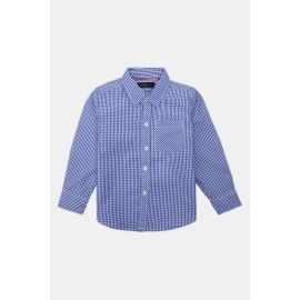 Royal Blue Mini-Check Casual Shirt