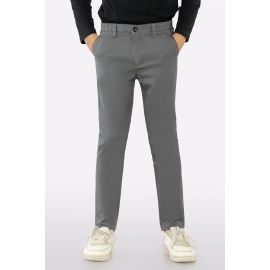 Grey Cotton Chinos For Boys