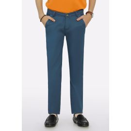 Turquoise Cotton Chinos For Boys