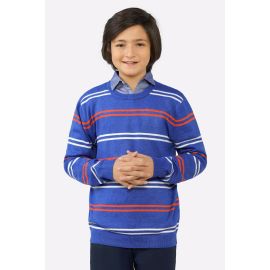Blue Round Neck Boys Sweaters