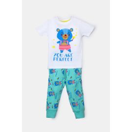Turquoise Graphic Printed Boys Combo