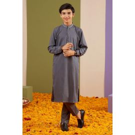 Boys Grey Kurta Pajama