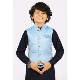 Light Blue Jacquard Waist Coat