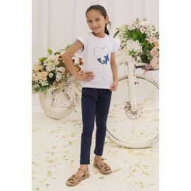 White Heart Print Girls T-Shirt