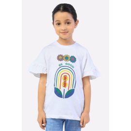 White Graphic Print Girls T-Shirt