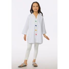 White Chambray Dyed Girls Kurti