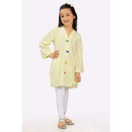 Yellow Yarn Dyed Girls Kurti