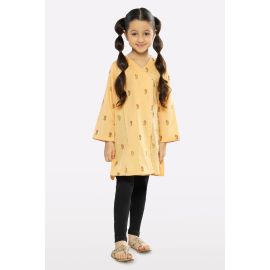 Mustard Embroidered Girls Kurti