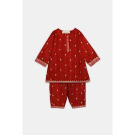 Red Embroidered Infant 2PC
