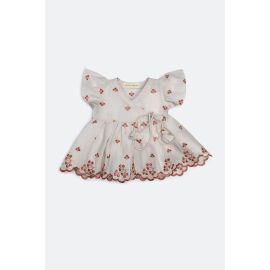 Beige Embroidered Infant Frock