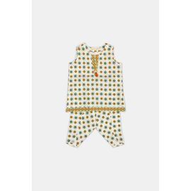 White Printed Infant 2PC