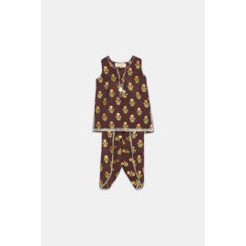 Brown Printed Infant 2PC