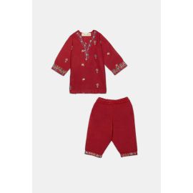 Pink Embroidered Infant 2PC