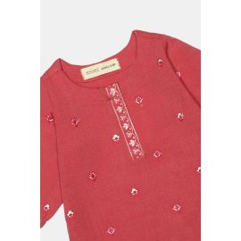 Pink Embroidered Infant 2PC