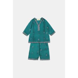 Green Embroidered Infant 2PC