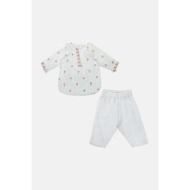 Embroidered Off White Infant 2PC