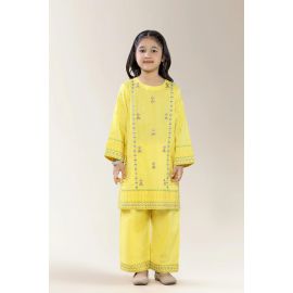 Embroidered Cambric Yellow Girls 2PC