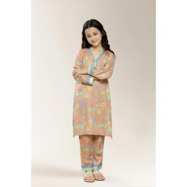 Printed Peach Girls 2PC