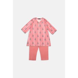 Printed Peach Girls 2PC